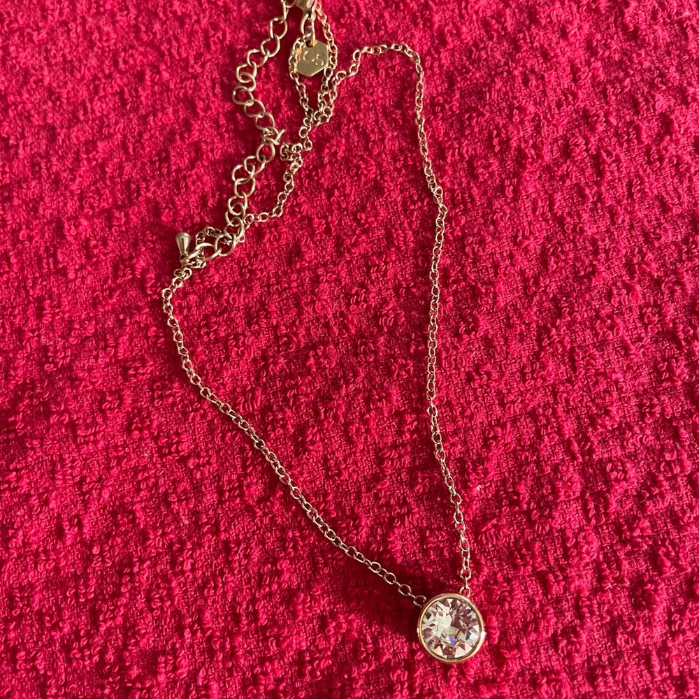 Swarovski Gold Necklace with Dazzling Crystal Pendant